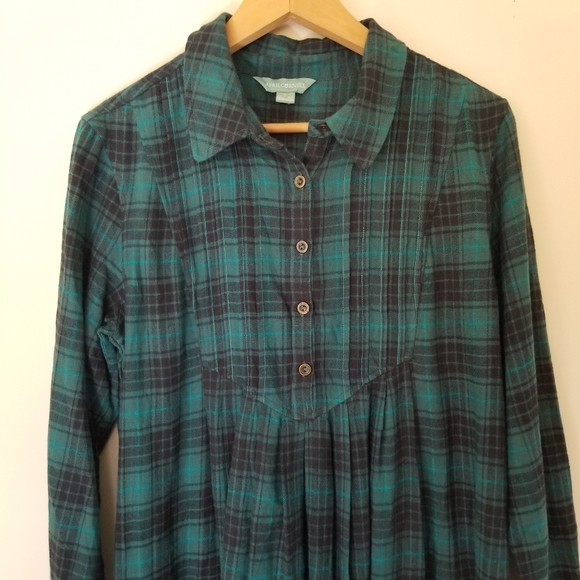 APRIL Cornell Fannel Cotton Plaid Prairie Maxi Long Sleeve Dress Size Small - Picture 9 of 9